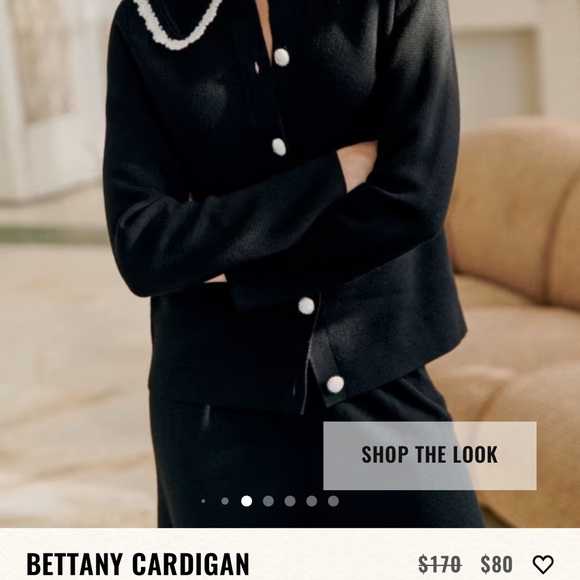 Sezane Black Cardigan with White Trim - Picture 2 of 2